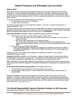Affordable Care Act Tax Form