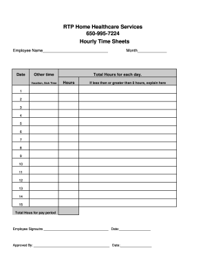 Hourly Time Sheets