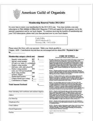Membership Renewal Notice 2013-2014