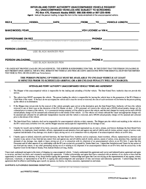 Inter-Island Ferry Authority Unaccompanied Vehicle Request