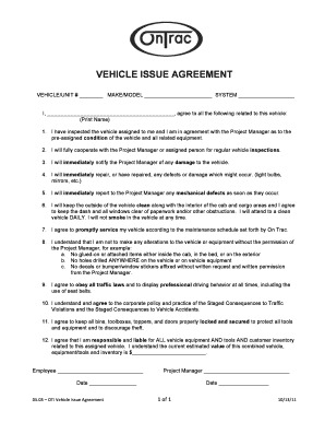 Vehicle Issue Agreement