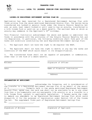 Ontario Locked-In RRSP Transfer Form