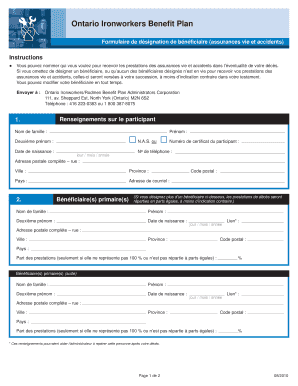 Formulaire de désignation de bénéficiaire (assurances vie et accidents)
