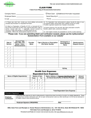 Health Reimbursement Account Claim Form