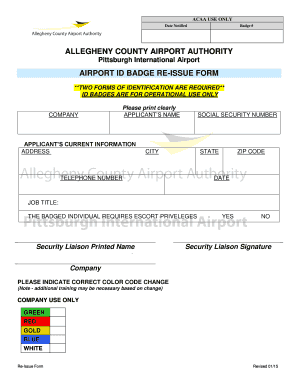 Airport ID Badge Re-Issue Form