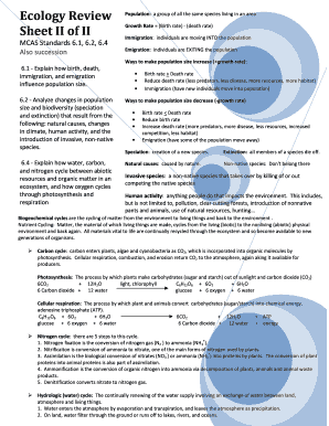 Ecology Review Worksheet