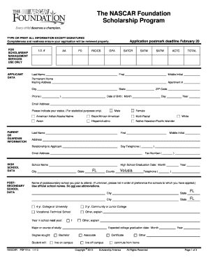 NASCAR Foundation Scholarship Application