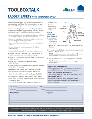 Ladder Safety Toolbox Talk
