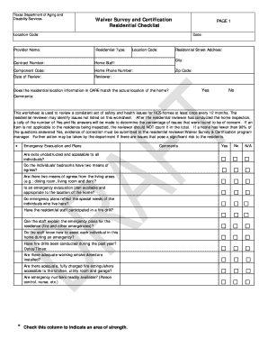 Texas Residential Checklist Waiver Survey