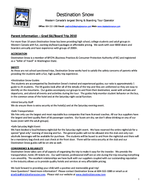 Parent Information and Consent Form for Grad Ski/Board Trip