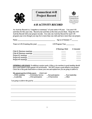 Connecticut 4-H Activity Record
