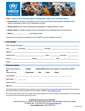 Australia for UNHCR Donation Form