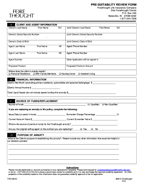 PRE-SUITABILITY REVIEW FORM - fsa4lifecom