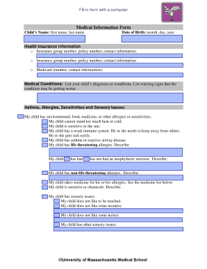Medical Information Form for Children with Disabilities