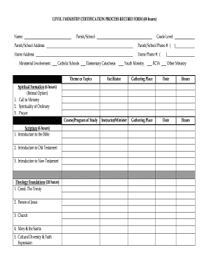 Ministry Certification Process Record Form
