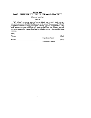 Interim Recovery of Personal Property Bond