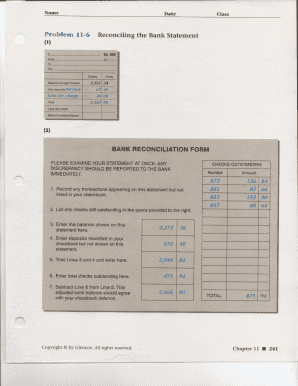 Bank Reconciliation Form
