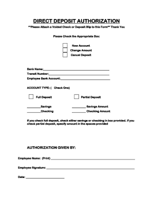Direct Deposit Authorization Form