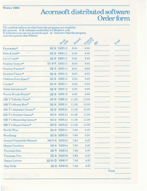 Acornsoft Software Order Form