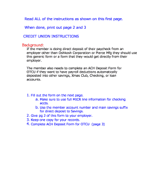 Generic Direct Deposit Form