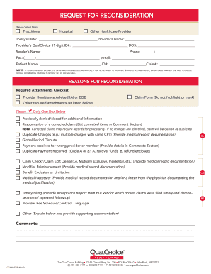 Request for Reconsideration Form