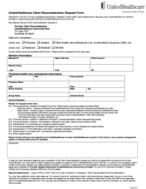 UnitedHealthcare Claim Reconsideration Request Form