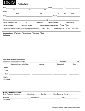petition form online university of nevada las vegas