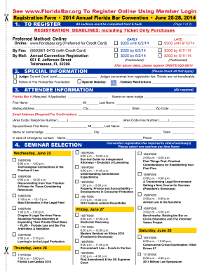 2014 Annual Florida Bar Convention Registration Form