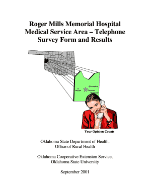Roger Mills Memorial Hospital Medical Service Area Telephone Survey Form