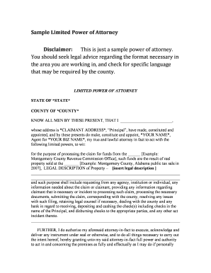 Limited Power of Attorney Template
