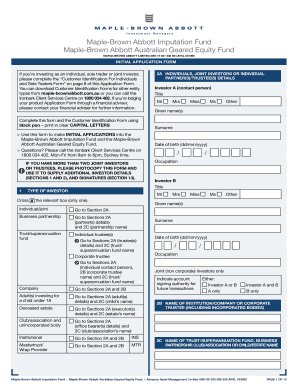 Maple-Brown Abbott Initial Application Form
