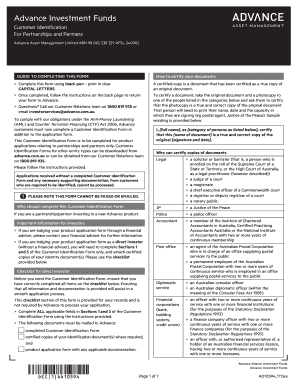 Customer Identification Form for Partnerships