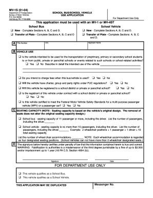 Pennsylvania School Bus/School Vehicle Use Application