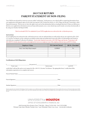 2015 Parent Statement of Non-Filing