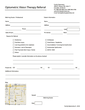 Optometric Vision Therapy Referral Form