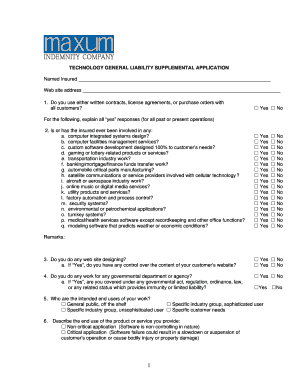 Technology General Liability Supplemental Application