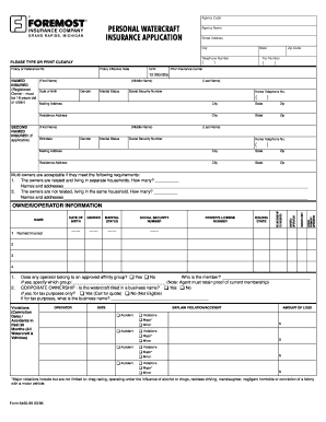 Personal Watercraft Insurance Application