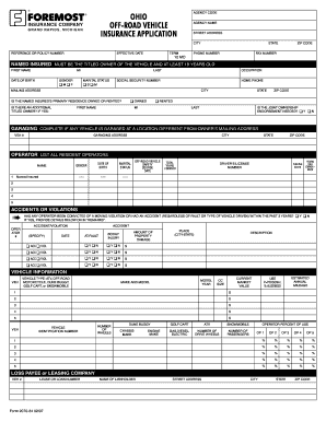 Ohio Off-Road Vehicle Insurance Application