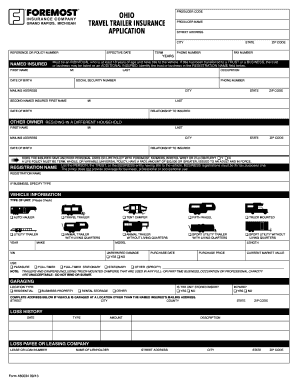 Ohio Travel Trailer Insurance Application