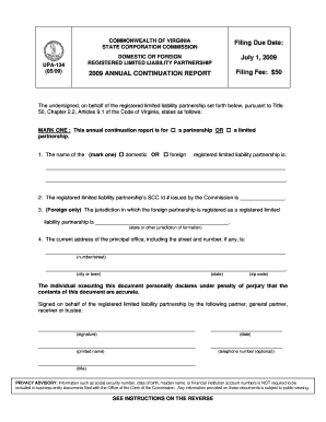 Virginia RLLP Annual Continuation Report