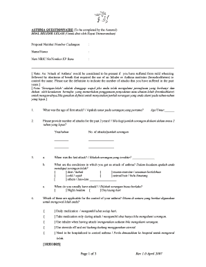 Asthma Questionnaire for Life Insurance