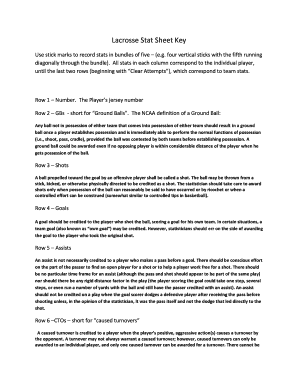 Fillable Online Lacrosse Stat Sheet Key Fax Email Print - pdfFiller