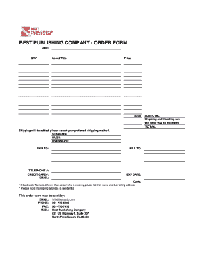 Best Publishing Company Order Form