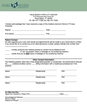 Patient Contact Authorization Form
