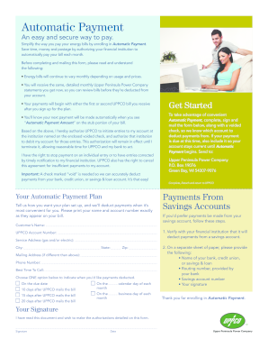 Upper Peninsula Power Company Automatic Payment Form