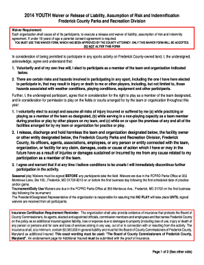 2014 Youth Waiver or Release of Liability
