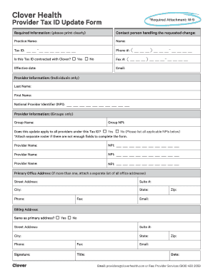 Clover Health Provider Tax ID Update Form