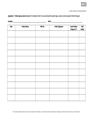 Patient sign-up sheet optional To minimise IG risk - slcsn nhs