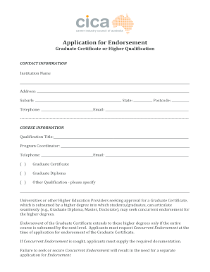 Application for Endorsement - Graduate Certificate or Higherdocx - cica org