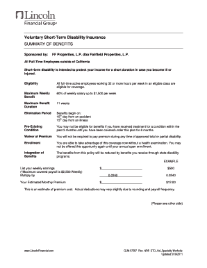 Voluntary Short-Term Disability Insurance Summary